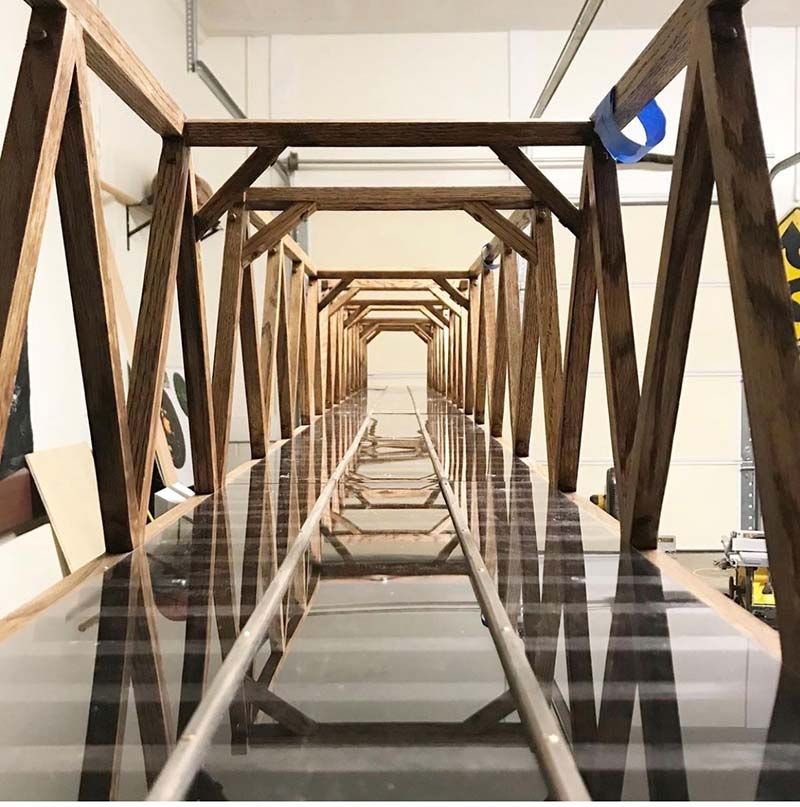 Architectural covered cat walk with exposed timber framing at Pamlico Animal Hospital