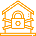 An icon of a house with a padlock on it.