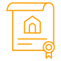 An icon of a certificate with a house on it.