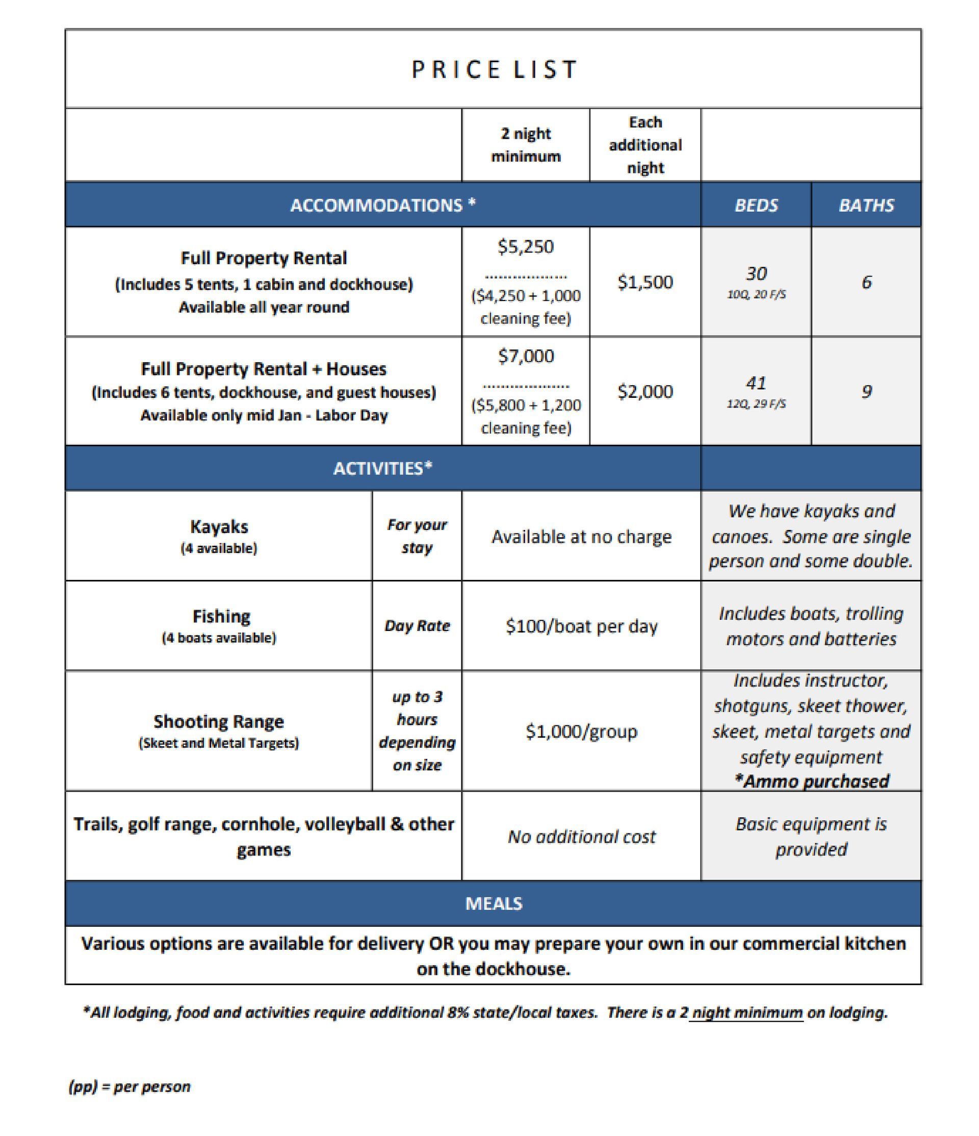 A price list is shown on a white background