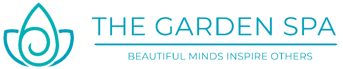 The Garden Spa logo with a teal lotus-like symbol above the words 
