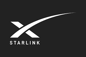 A white Starlink logo featuring a stylized
