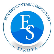 Blue circular logo with white “ES” and surrounding text “Estudio Contable Impositivo Sirota”