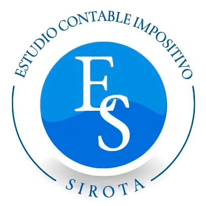 Logo circular azul y blanco de “Estudio Contable Impositivo Sirota” con las letras “FS” en el centro.