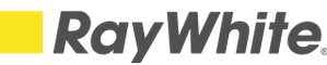 The ray white logo is yellow and black on a white background
