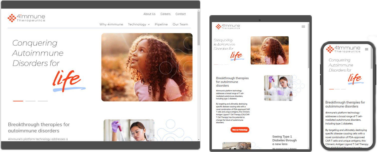 T cell therapy corporate website design