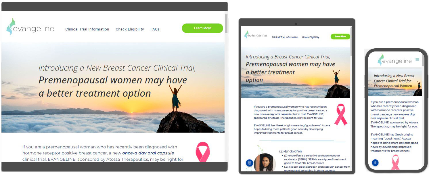 Clinical trial patient recruitment website design