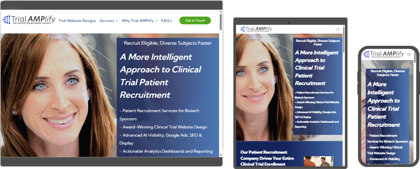 Clinical trial patient recruitment company website design