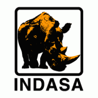 Black and orange rhino silhouette in a square frame with “INDASA” text below.