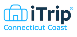 The iTrip Connecticut Coast logo features a light blue suitcase icon next to the dark blue text 