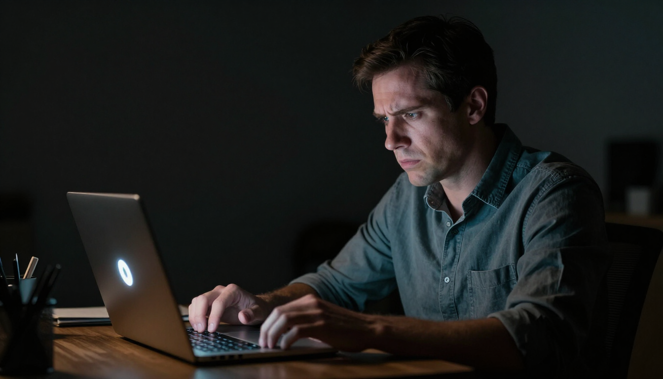 Frustrated user waiting for a slow website