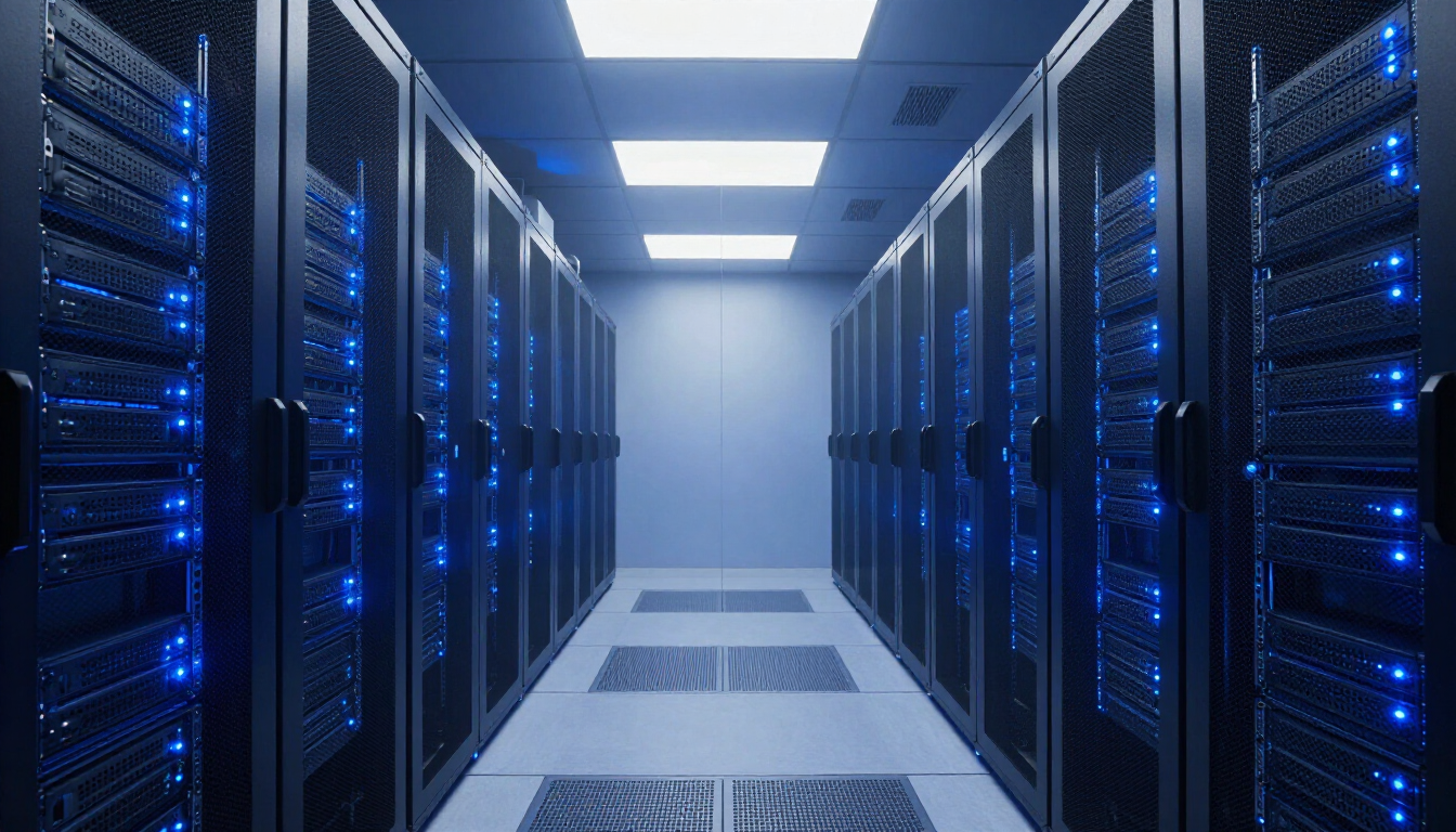 High tech server room representing speed and security