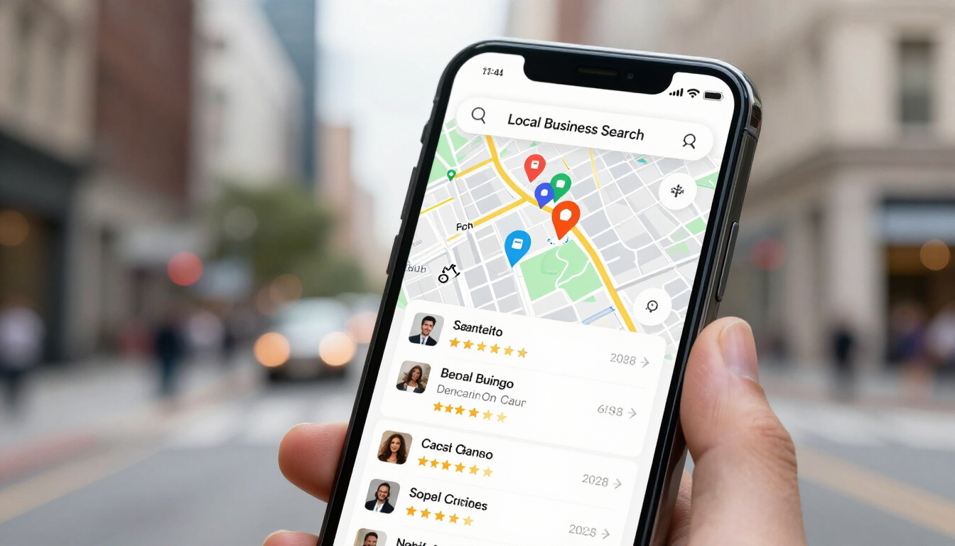 Local search results on a smartphone