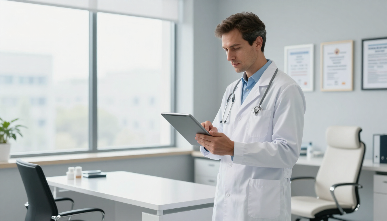 Doctor using tablet