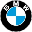 BMW logo with black outer circle and blue-and-white quartered center