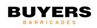 BUYERS BARRICADES logo in black and orange text on a white background