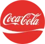 Coca-Cola logo in white script on a red circular background with a white wave