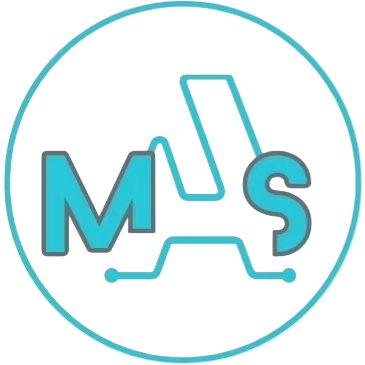 Logotipo en un círculo verde azulado con las letras 