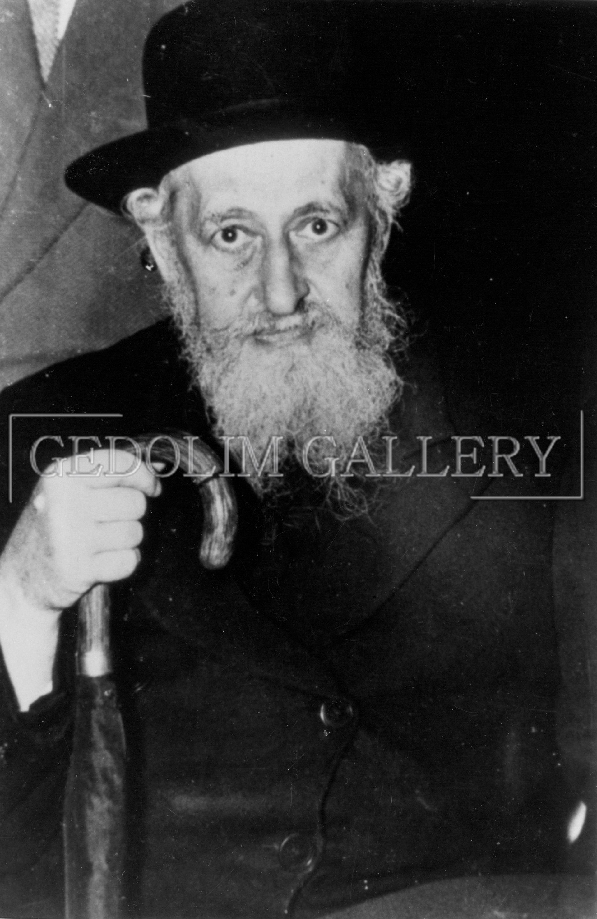 A man with a beard wearing a hat and holding a cane