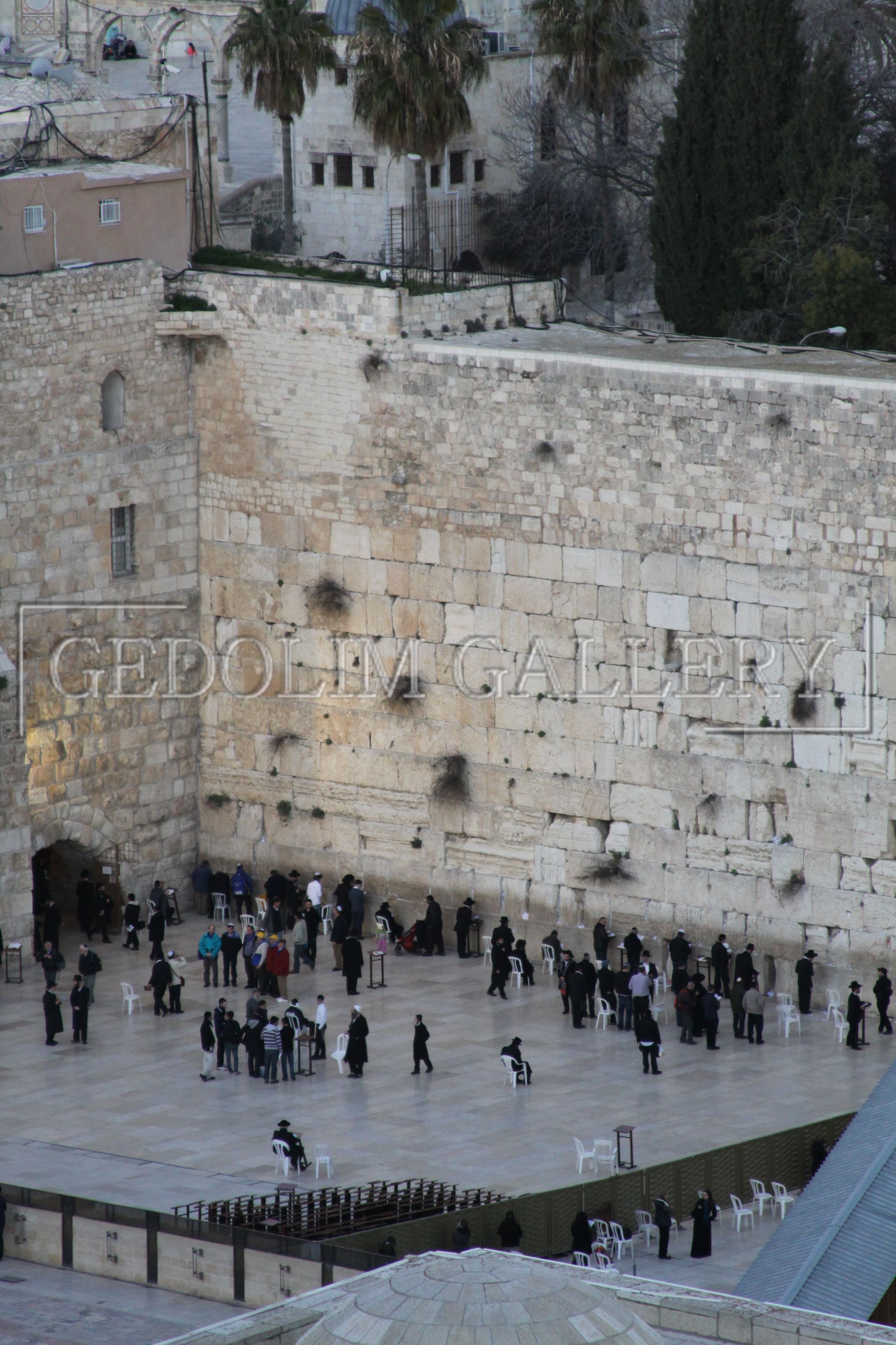 A group of people standing in front of a stone wall