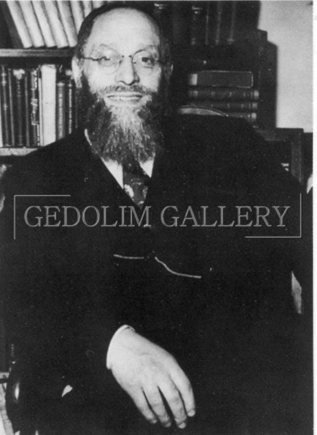 A man with a beard and glasses is sitting in front of a bookshelf with the word gedolin gallery on it