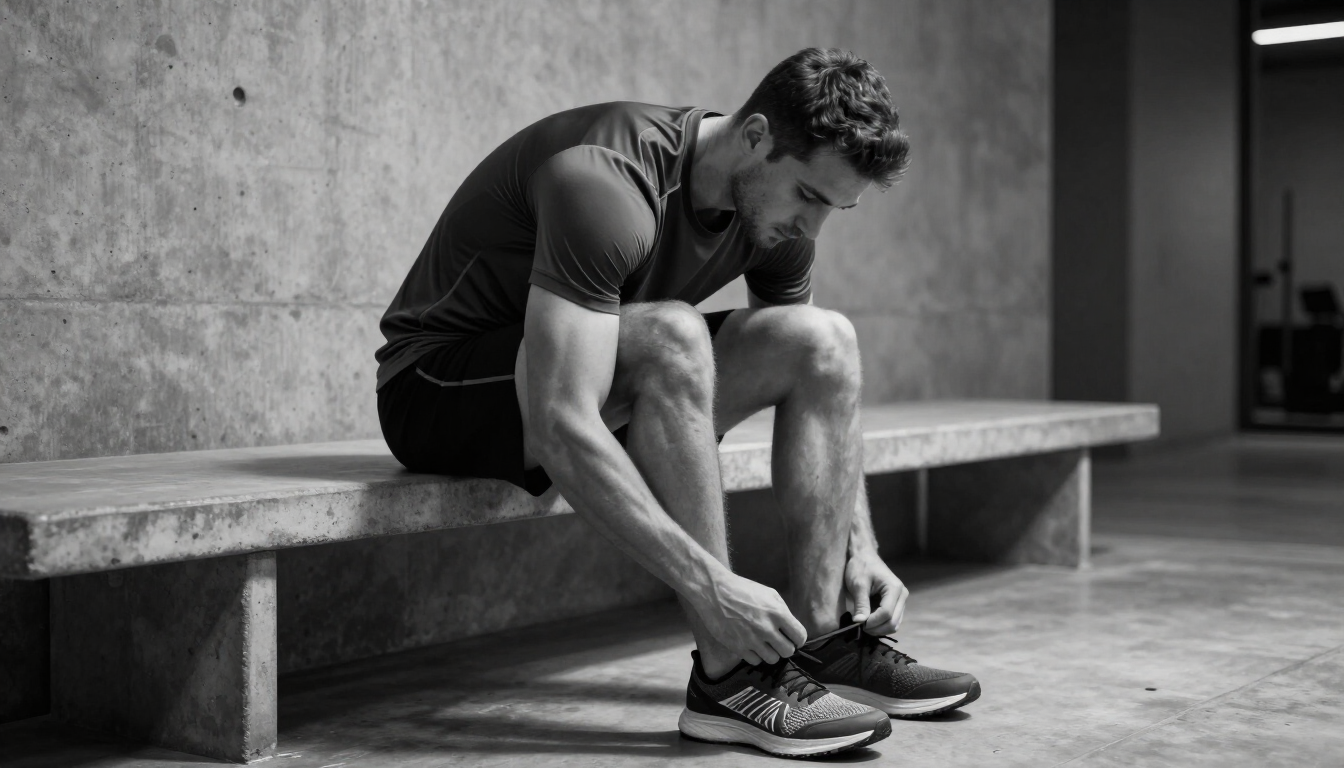 A focused individual in minimalist training gear