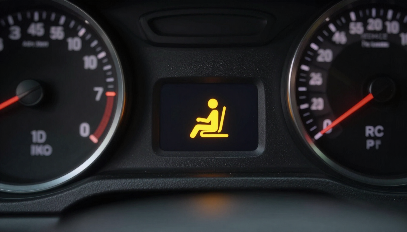 Tablero de automóvil con testigo de airbag encendido