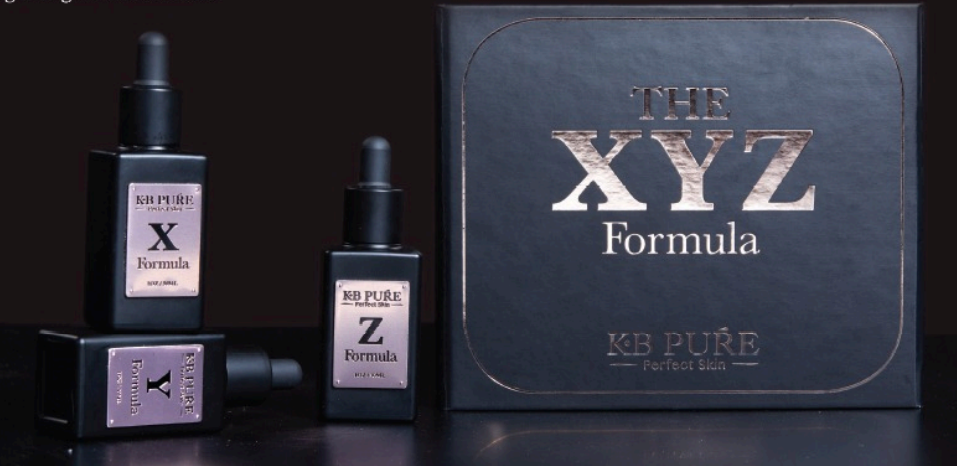 Three bottles of xyz formula are stacked on top of each other