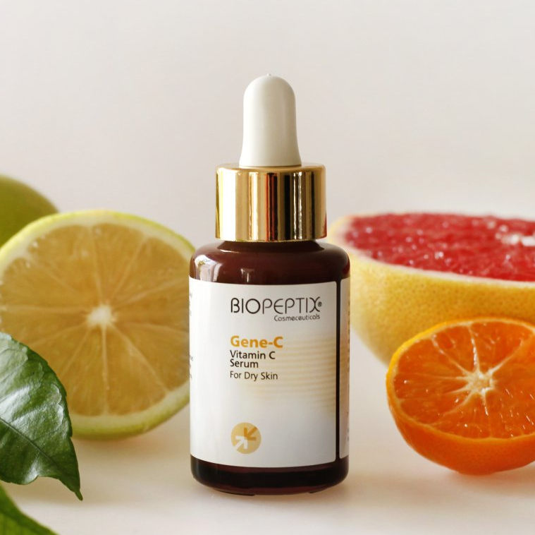 A bottle of biopeptide gene-c vitamin c serum