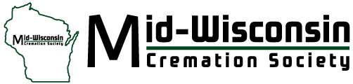 Mid-Wisconsin Cremation Society logo with Wisconsin outline and green-black text