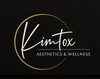 Kimtox Aesthetics & Wellness logo in white and gold on a black background