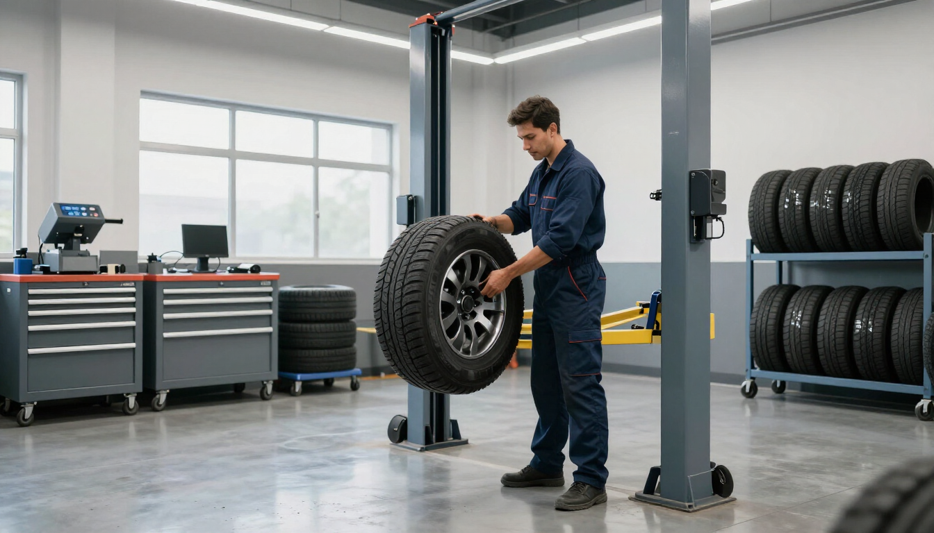 Officina pneumatici Schenetti - tecnico al lavoro