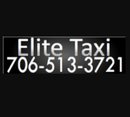 Elite Taxi sign with phone number 706-513-3721 on a black background