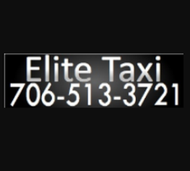 Elite Taxi sign with phone number 706-513-3721 on a black background