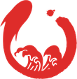 Red circular wave logo with a small red dot above and stylized waves at the bottom