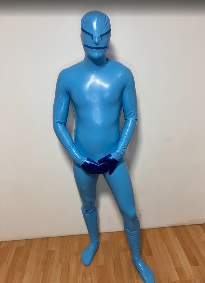 Celestial Blue Full Enclosure Latex Catsuit