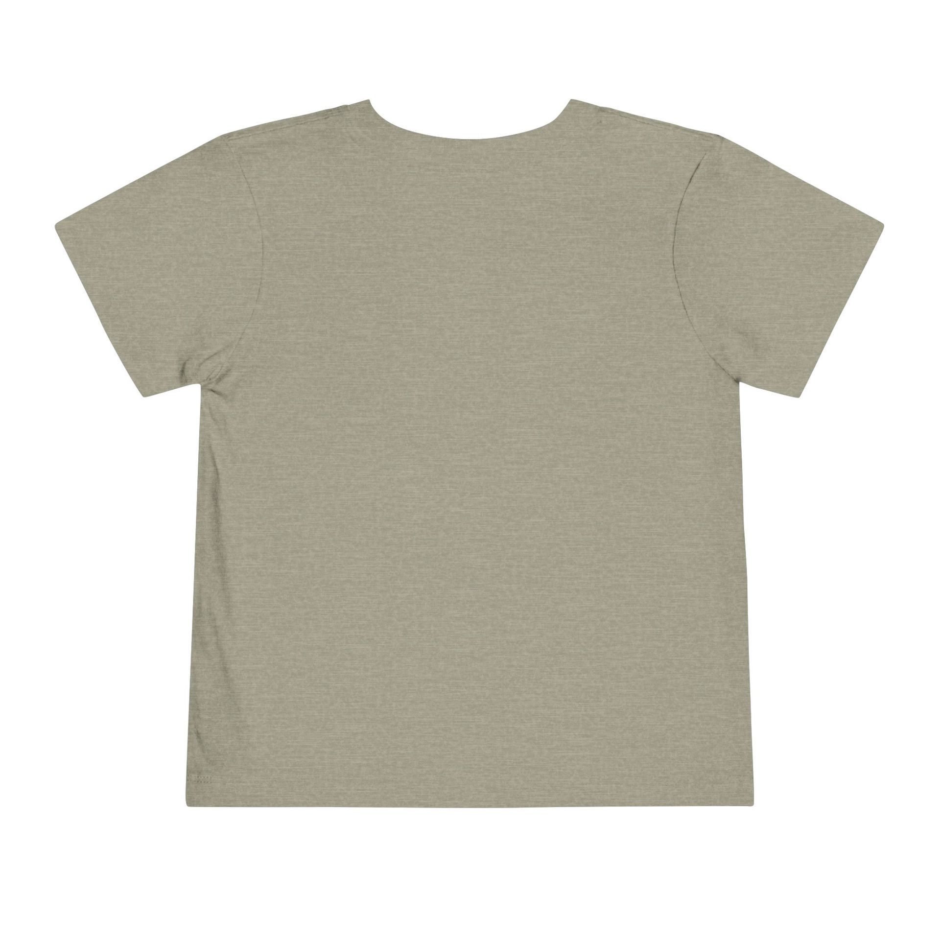 Tan toddler tee with circular text: 