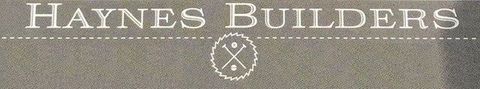 Haynes Builders logo on a gray textured background with a crossed tools emblem
