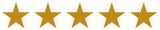 Five gold-colored, five-pointed stars arranged in a horizontal row.