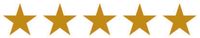 Five gold-colored, five-pointed stars arranged in a horizontal row.