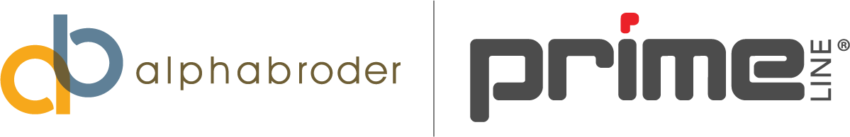 The logos for alphabroder and Prime Line displayed side by side.