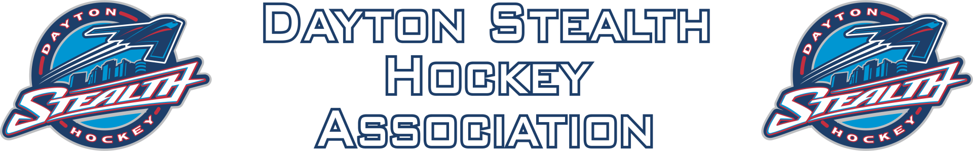 Logo of the Dayton Stealth Hockey Association, featuring a blue and white circular emblem with text.