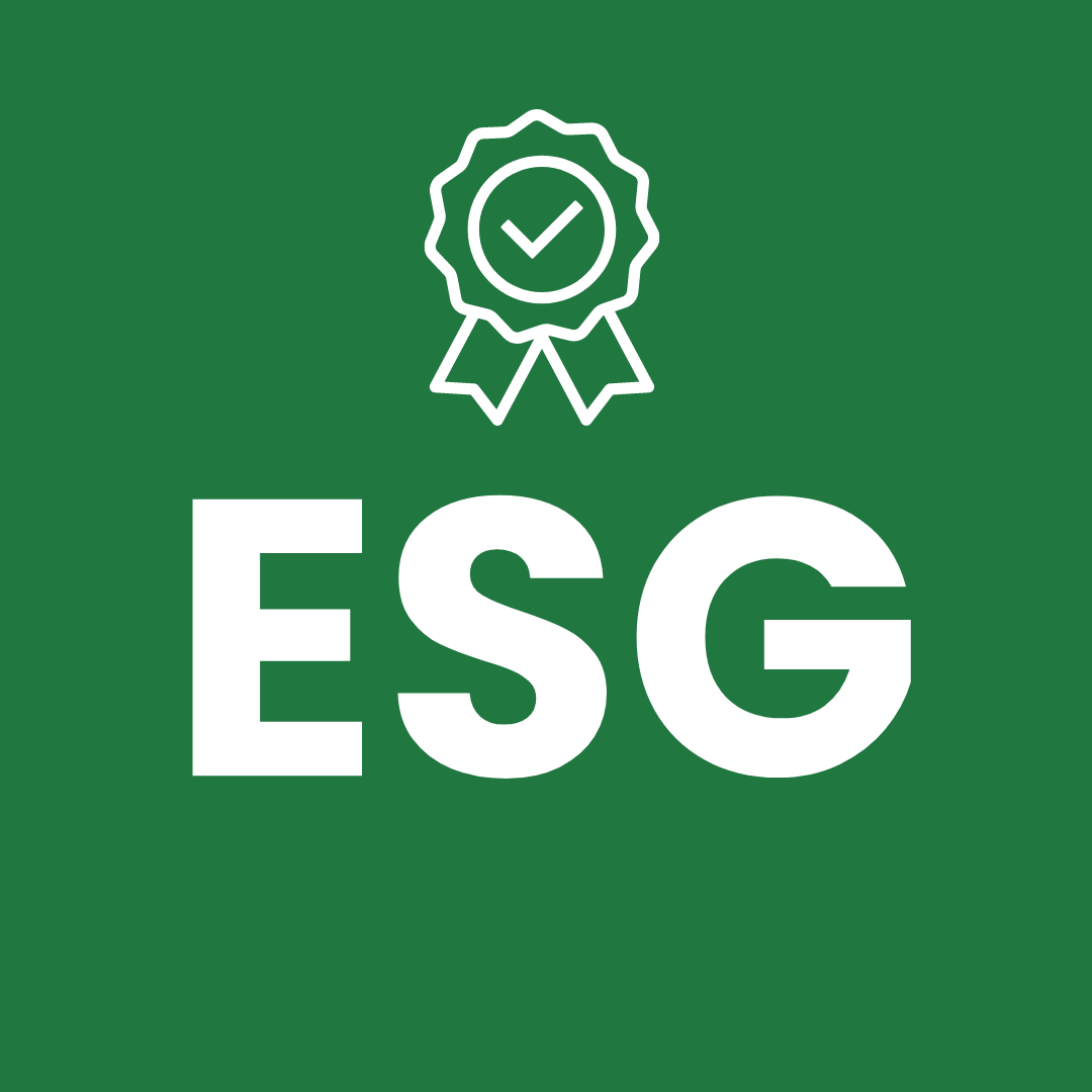 Um fundo verde com a palavra esg e uma fita.