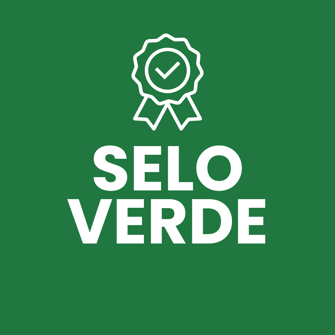 Um fundo verde com as palavras selo verde e uma fita.