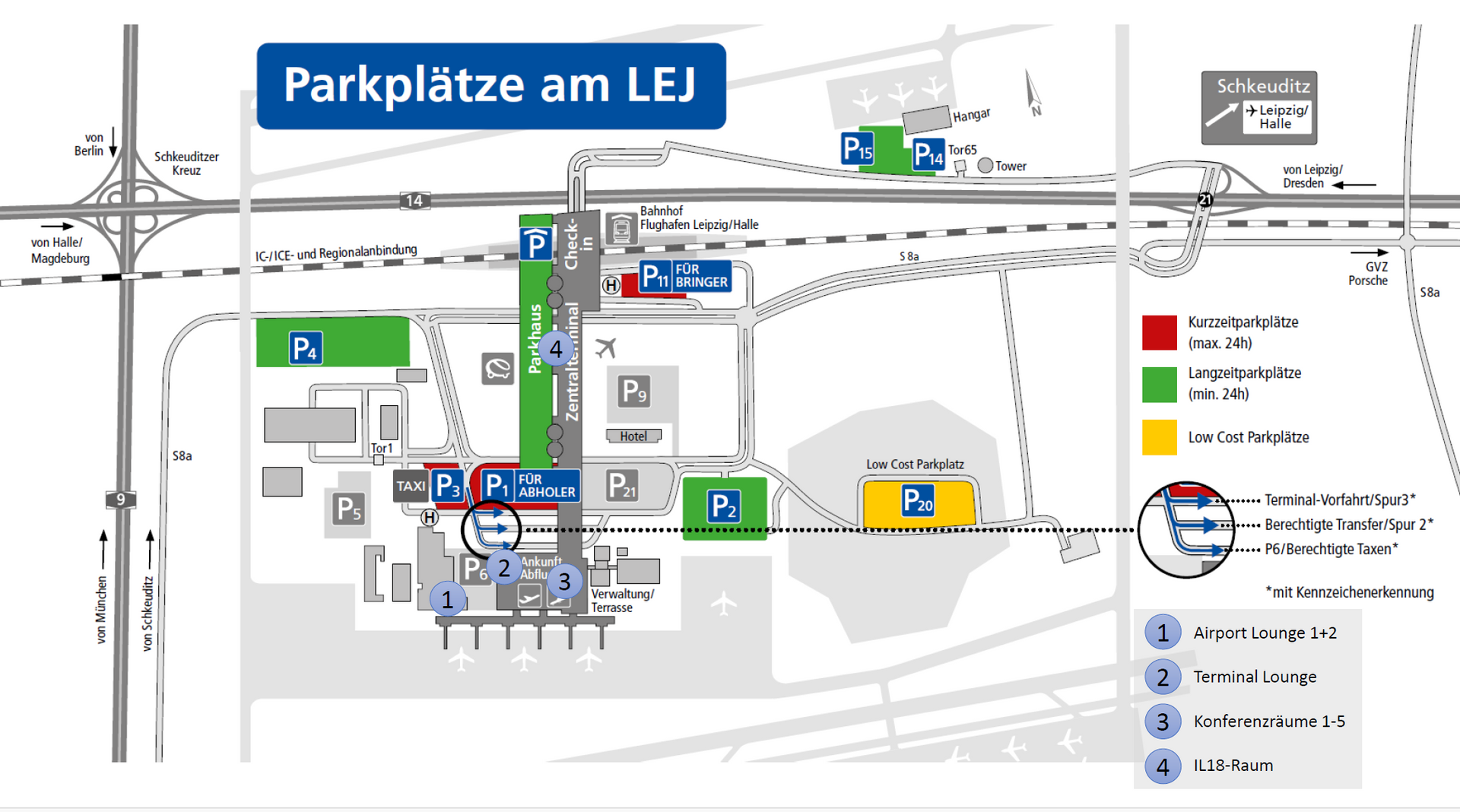 Anfahrt- und Lageplan des Flughafens Leipzig/Halle
