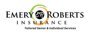 Logo for Emery & Roberts Insurance. Features green and orange circle design and company name.