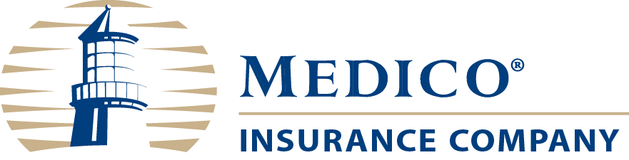 The medico insurance company logo has a lighthouse on it.