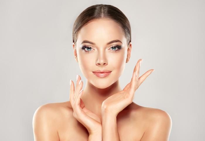 beautiful young caucasian woman with nice skin