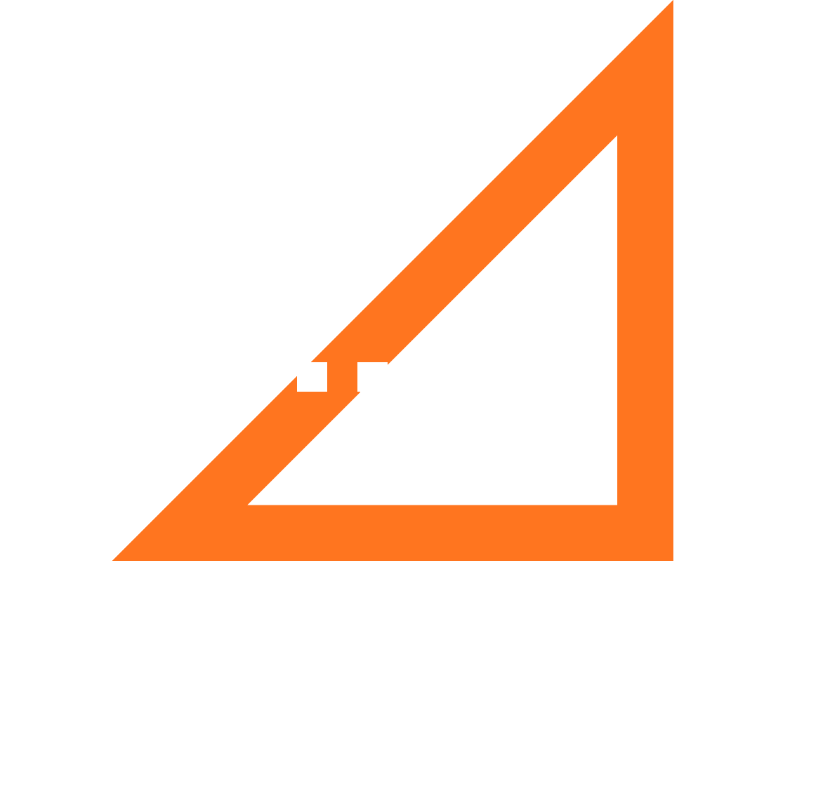 Orange triangular ruler icon with a small notch on the left side