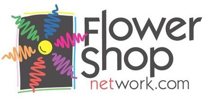 Flower Shop Network logo with colorful flower icon and gray text on white background
